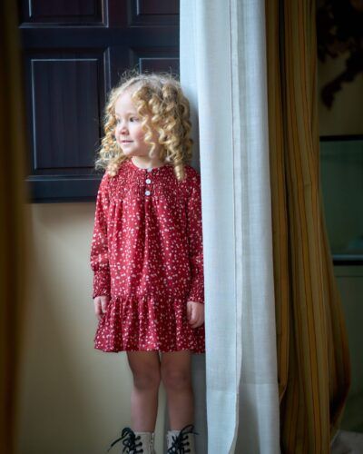 Vestido Niña Pequeña Rojo Florecitas
