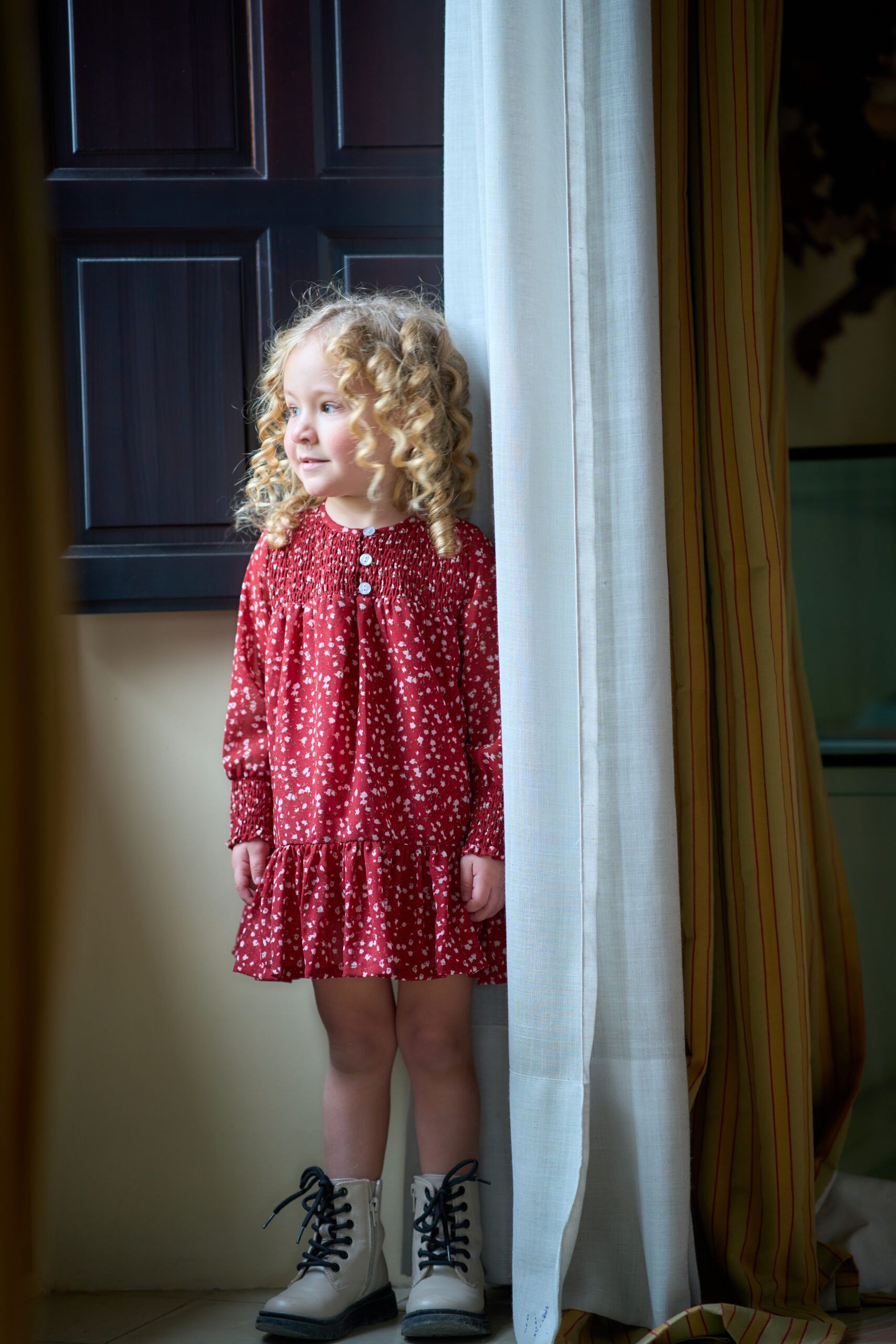 Vestido Niña Pequeña Rojo Florecitas