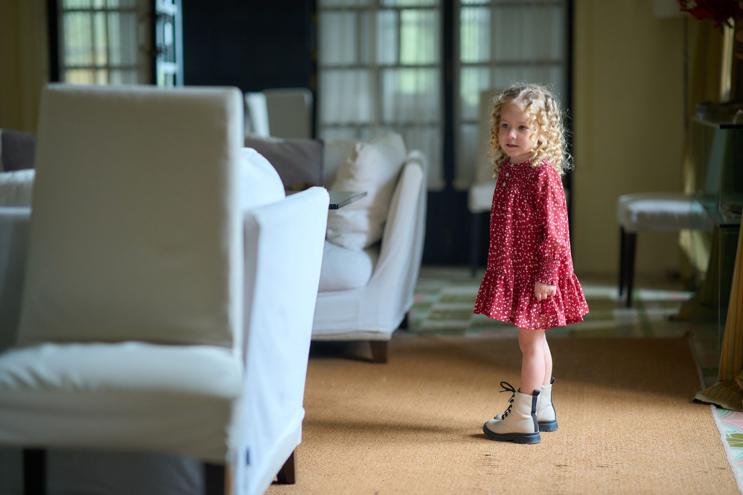 Vestido Niña Pequeña Rojo Florecitas - Imagen 2