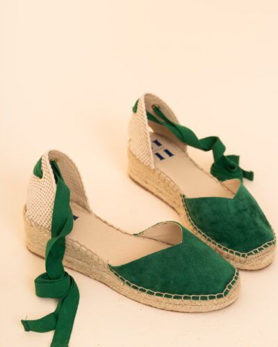 Zapatos Esparto Verde Cuña Baja