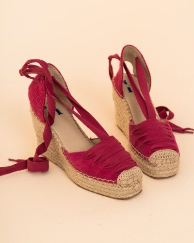 Zapatos Esparto Fucsia Cuña Alta