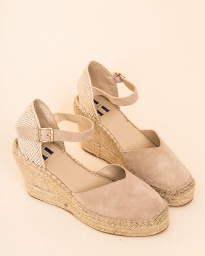 Zapatos Esparto Beige Cuña Alta