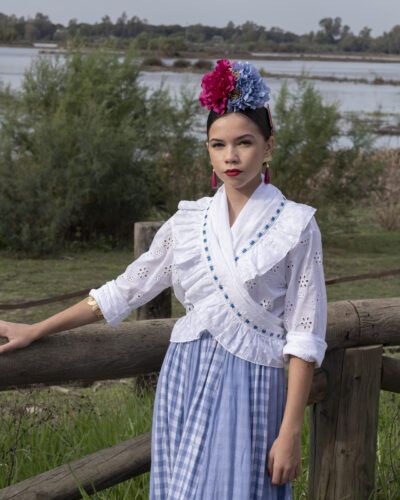 Falda Rociera Vichy Azul