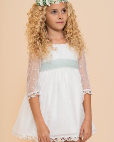 Vestido Bebé Etamin Lunares Pequeños