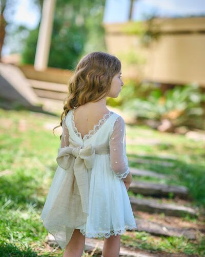 Vestido Niña Etamin Lunares Pequeños