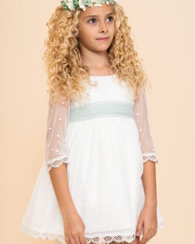 Vestido Niña Pequeña Etamin Lunares Pequeños