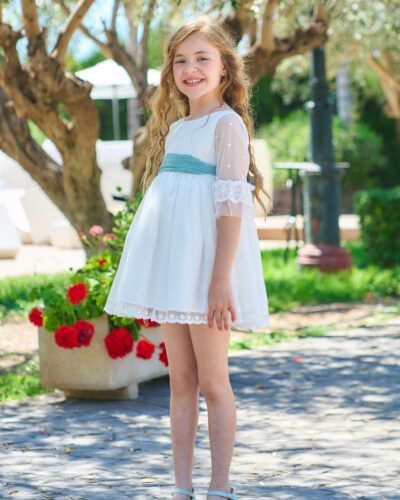 Vestido Niña Pequeña Etamin Grande Abertura Lateral