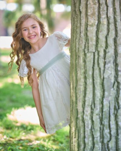 Vestido Niña Pequeña Etamin Manga Corta