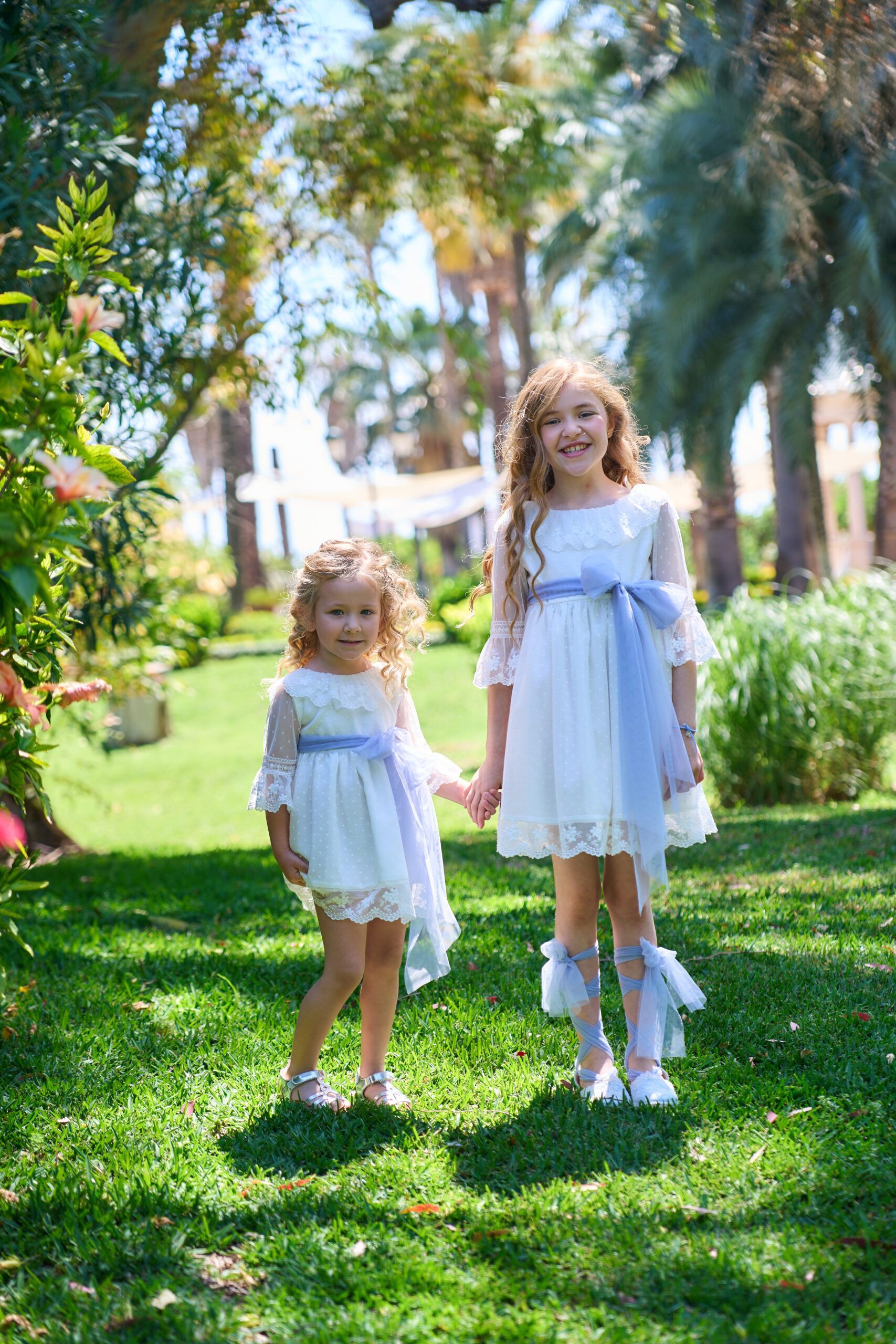 Vestido Niña Etamin Lunar Pequeño Volante - Imagen 2