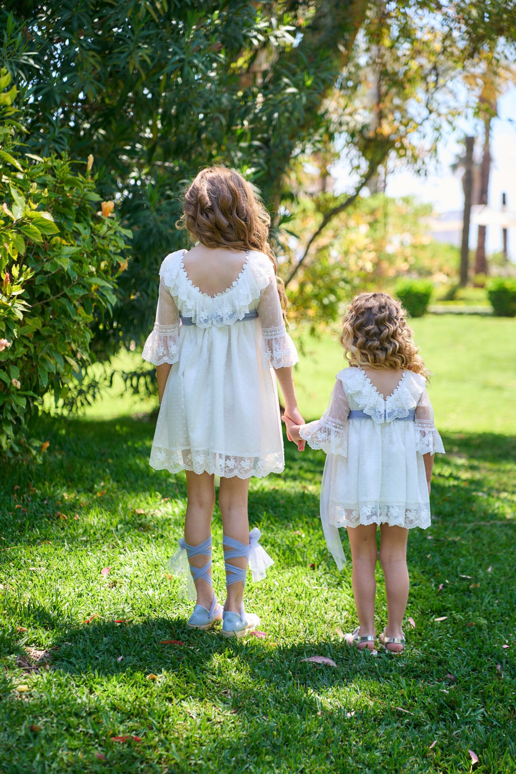 Vestido Niña Etamin Lunar Pequeño Volante - Imagen 4