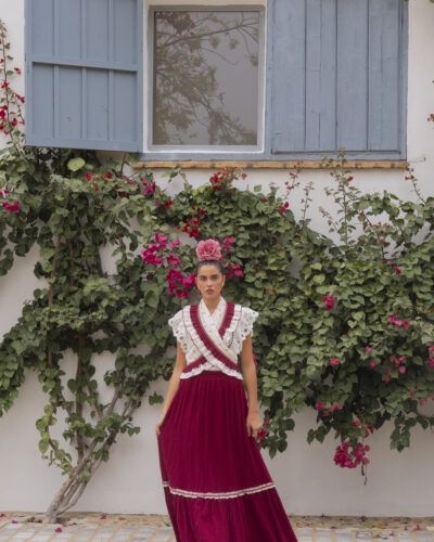 Falda Rociera Burdeos