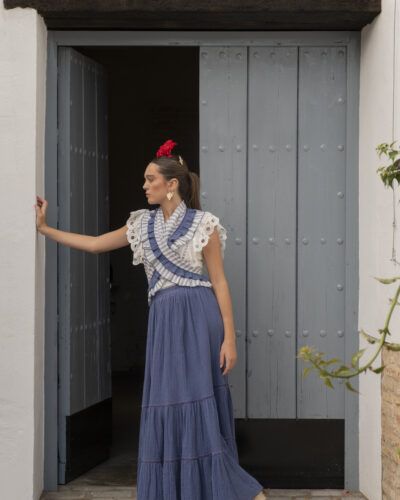 Falda Rociera Azul Tiza