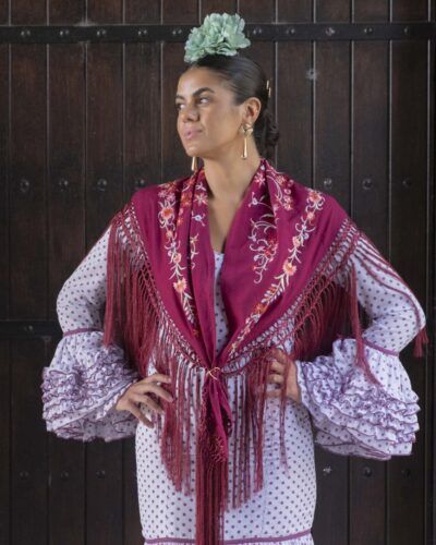 Mantón Flecos Buganvilla Bordado Multicolor - Única