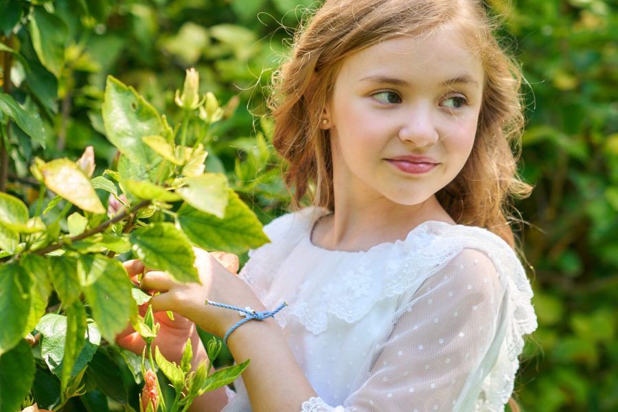Vestido Niña Etamin Lunar Pequeño
